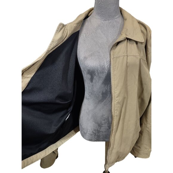 Retro Eddie Bauer Bomber Jacket Gorpcore Classicore Tan Lined Zip Mens XL - Picture 7 of 8